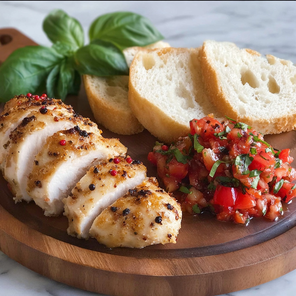 Crispy Garlic Chicken with Bruschetta over Spaghetti in 30 Minutes Recipe - Recipe Image