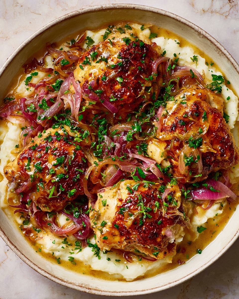 Smothered Chicken Thighs with Savory Gravy Recipe - Recipe Image