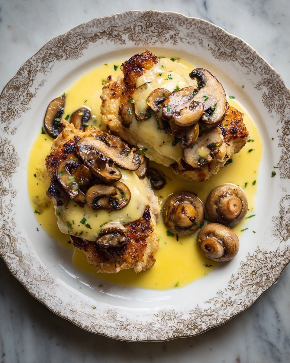 Cheesy Garlic Butter Mushroom Stuffed Chicken Recipe - Recipe Image
