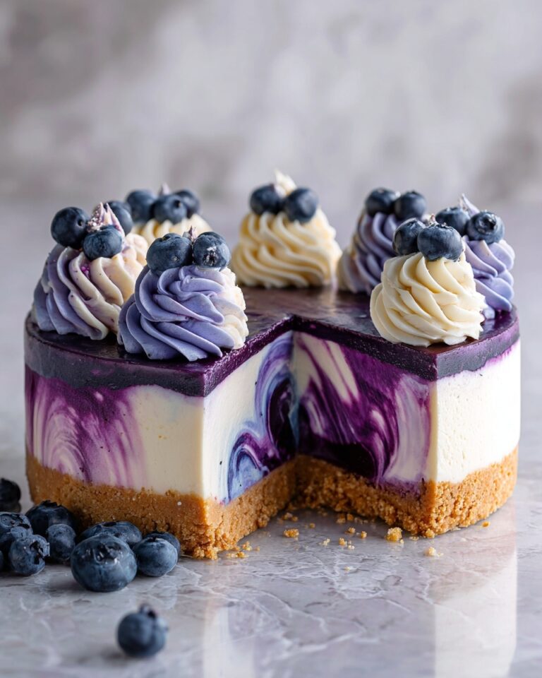 Elegant White Chocolate Blueberry Swirl Cheesecake Recipe