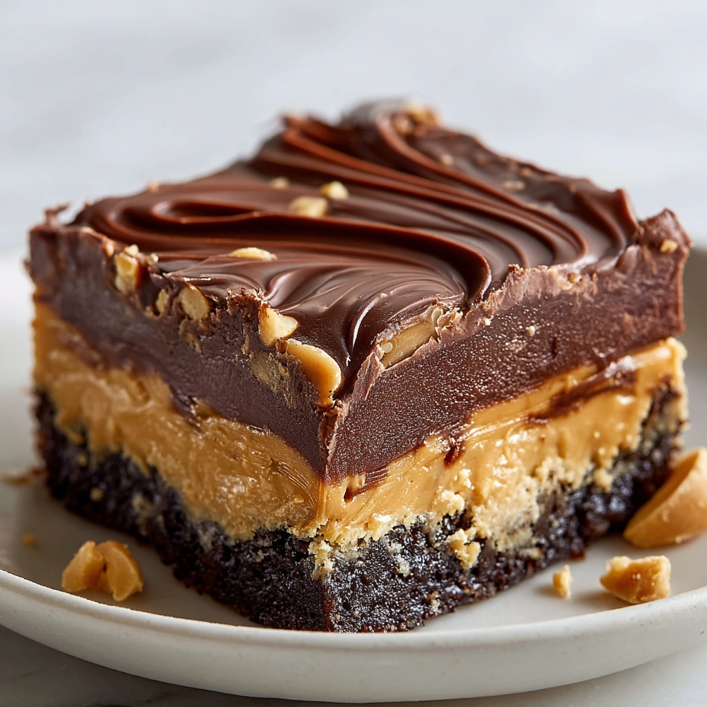 Chocolate Peanut Butter Ooey Gooey Butter Bars Recipe - Recipe Image