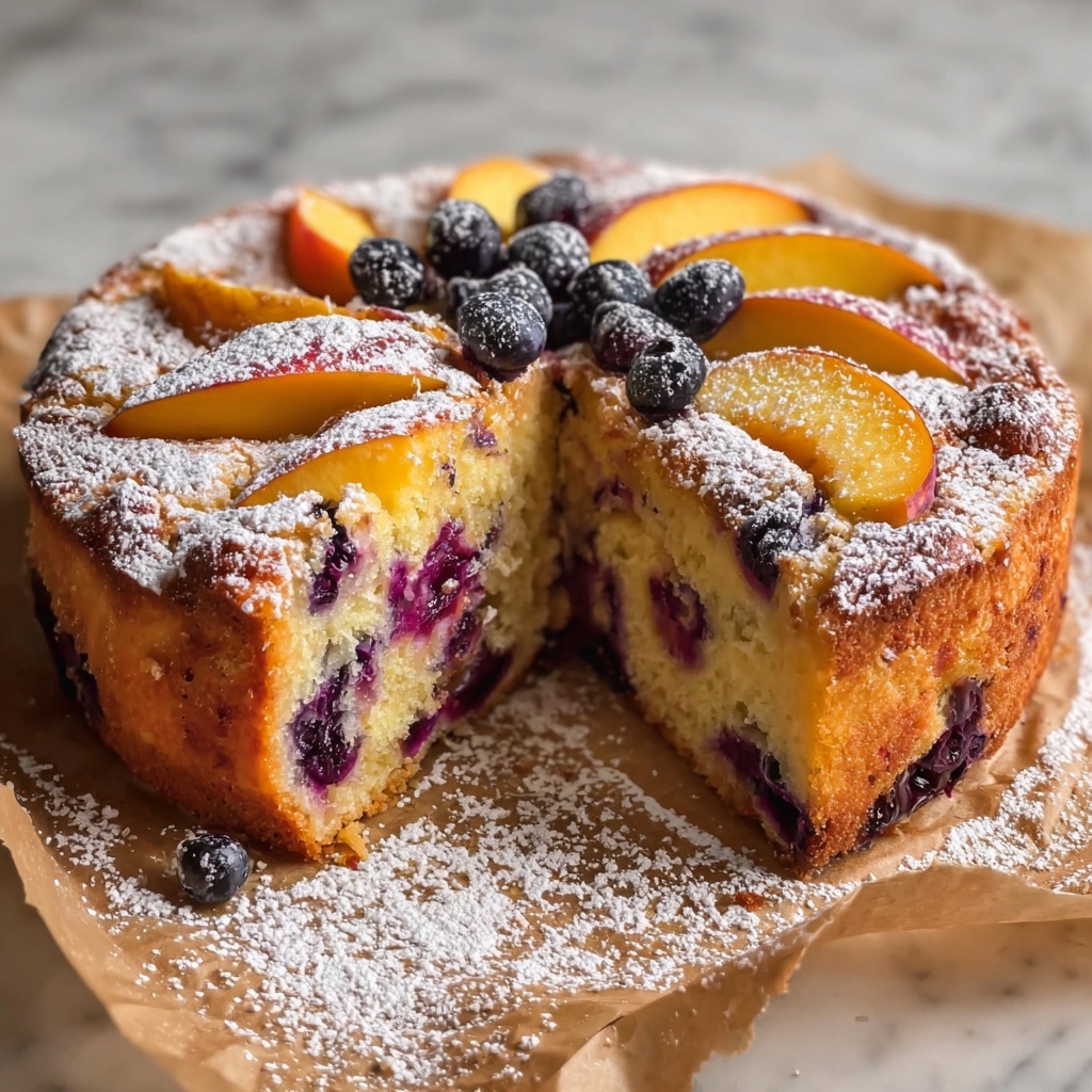Peach Blueberry Summer Cake Recipe - Recipe Image