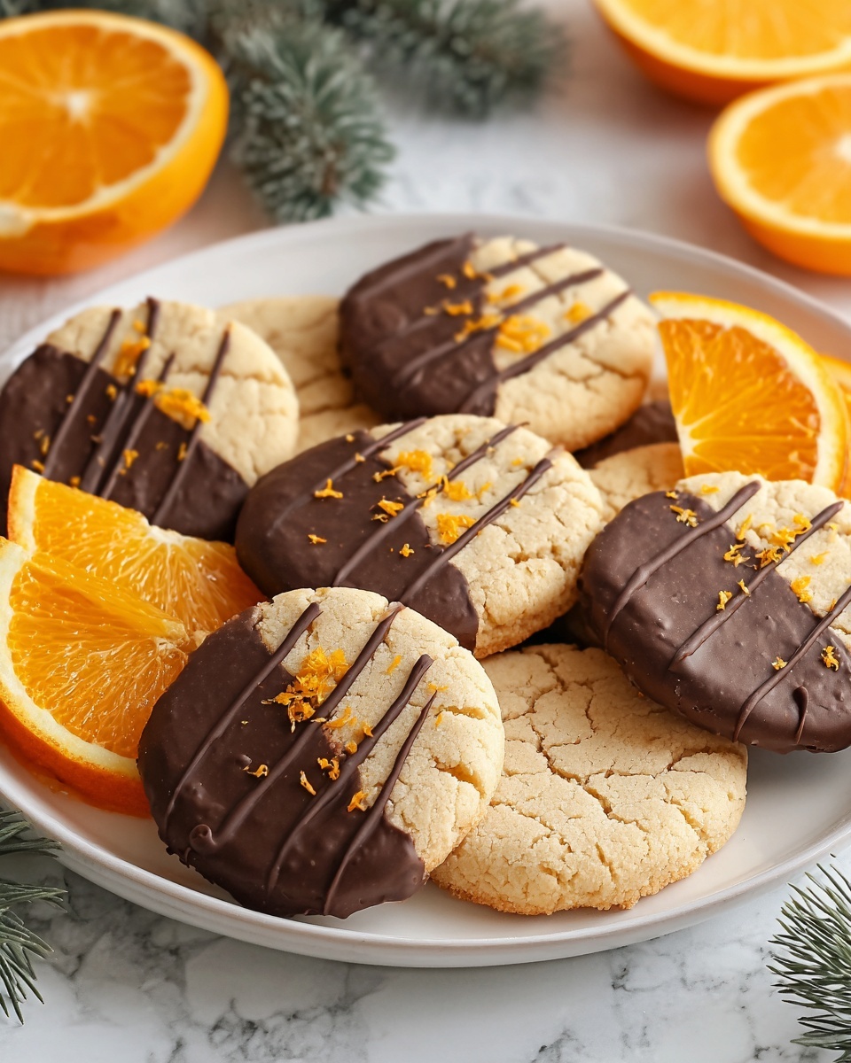 Chocolate Dipped Orange Shortbread Cookies Recipe - Recipe Image