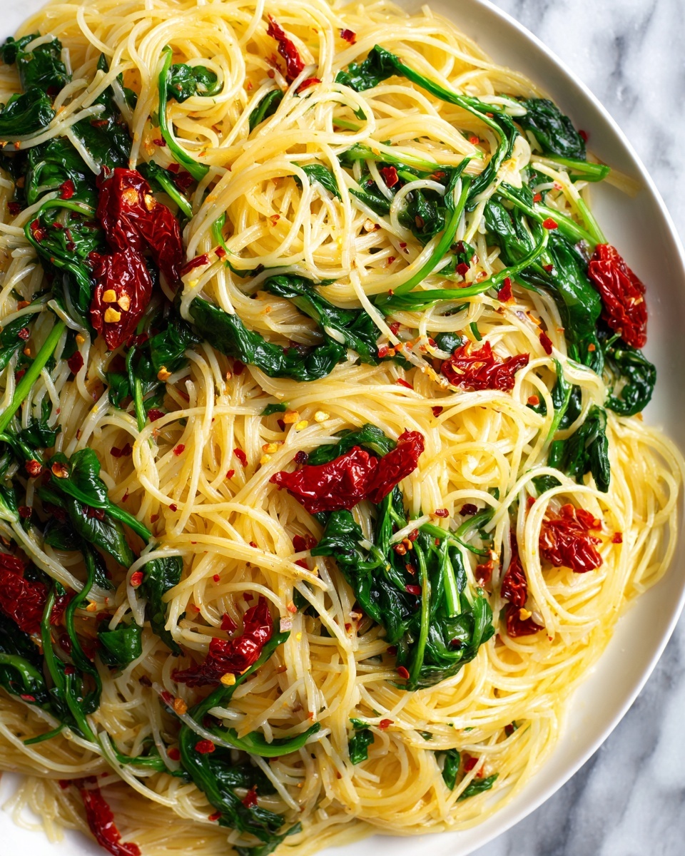 Spaghetti and Spinach with Sun-Dried Tomato Cream Sauce Recipe - Recipe Image