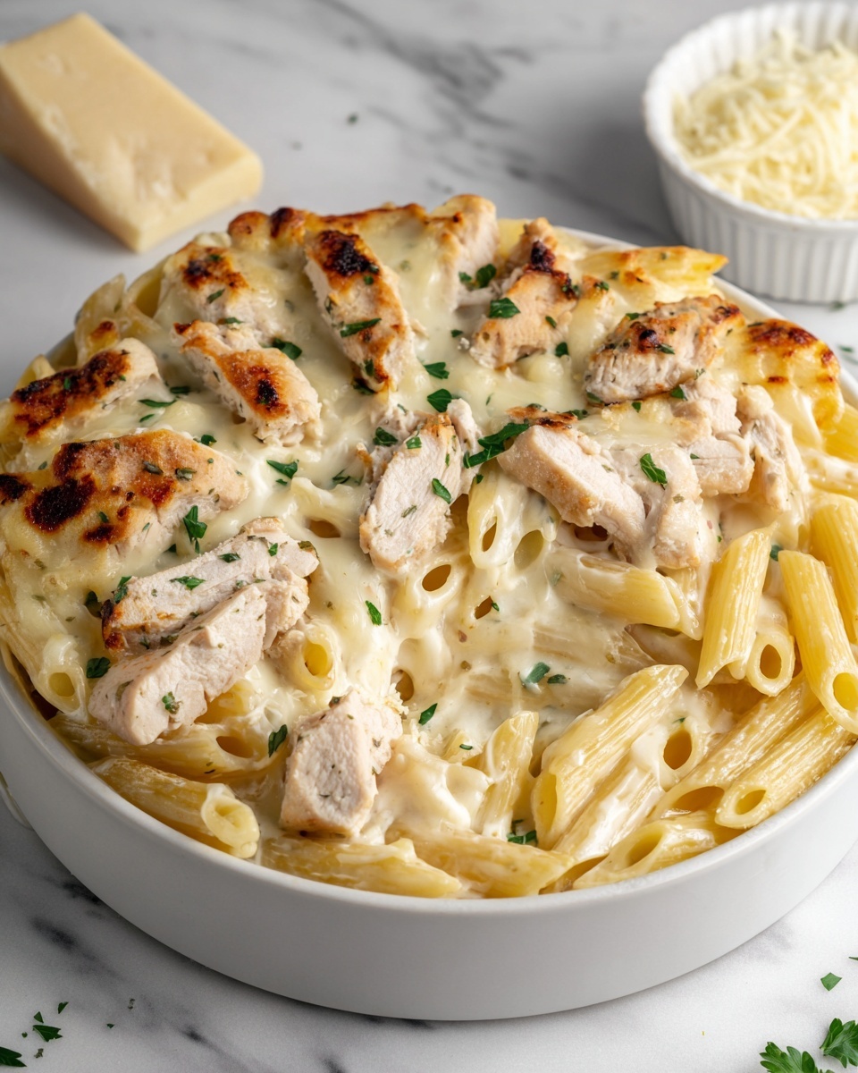 Garlic Parmesan Chicken Pasta Bake Recipe - Recipe Image