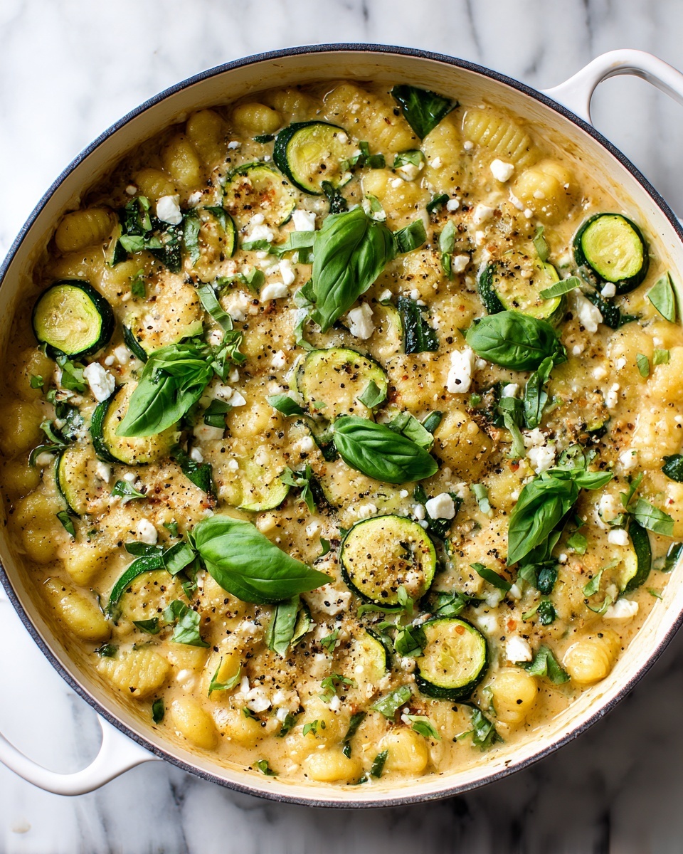 Lemon and Basil Gnocchi with Zucchini and Fresh Mozzarella Recipe - Recipe Image