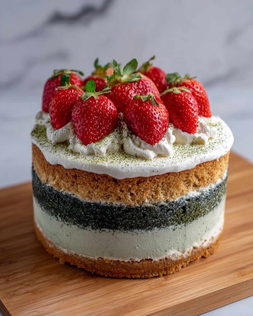 Strawberry Matcha Tres Leches Cake Recipe - Recipe Image