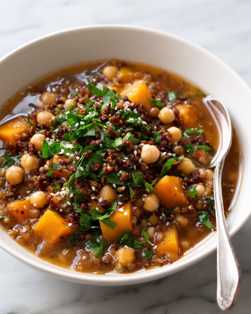 Sweet Potato Lentil Curry with Crispy Sesame Chickpeas Recipe - Recipe Image