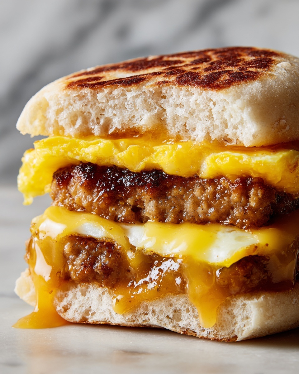 Eggs, Sausage, and Cheese Waffle Sandwich Recipe - Recipe Image