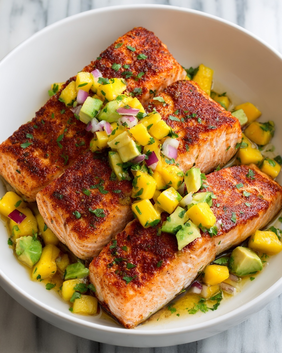 BBQ Salmon with Mango Avocado Salsa Recipe - Recipe Image