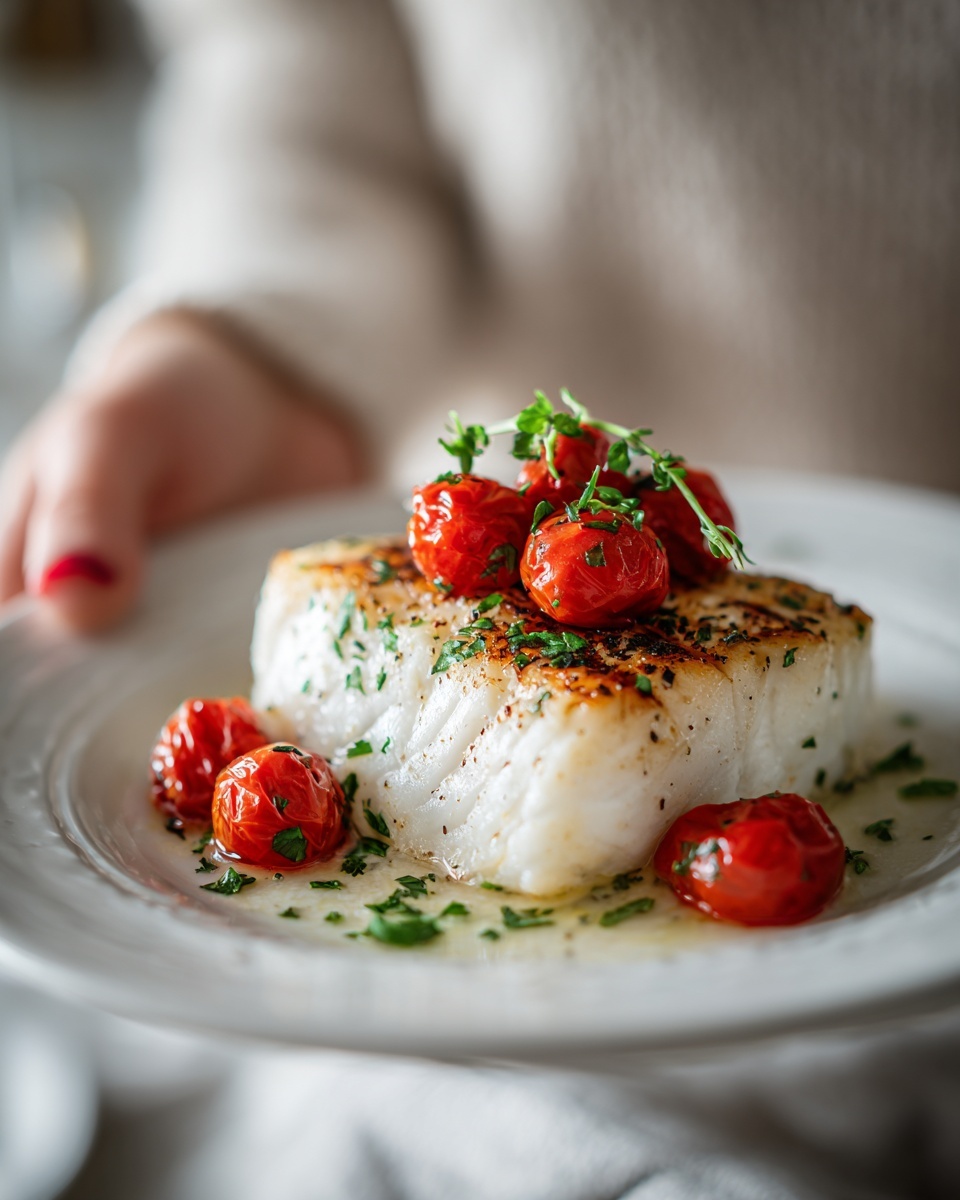 Pan-Seared Mediterranean Cod in Tomato Basil Sauce Recipe - Recipe Image