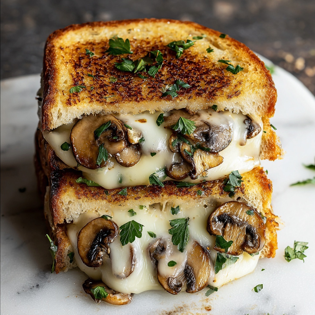 Garlic Mushroom Grilled Cheese Recipe - Recipe Image