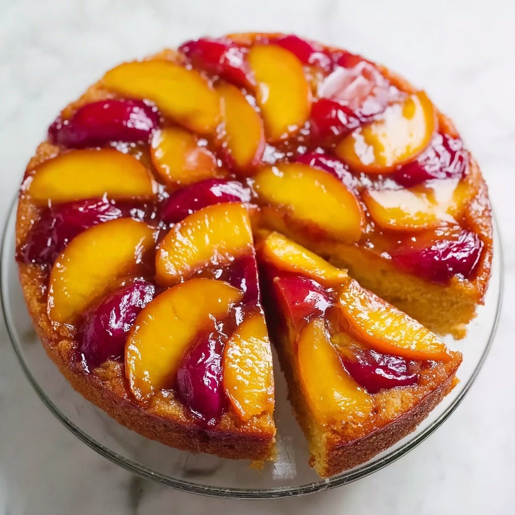 Peach Plum Upside Down Cake Recipe - Recipe Image