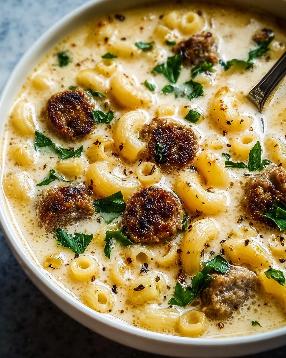 Creamy Parmesan Italian Sausage Ditalini Soup Recipe - Recipe Image