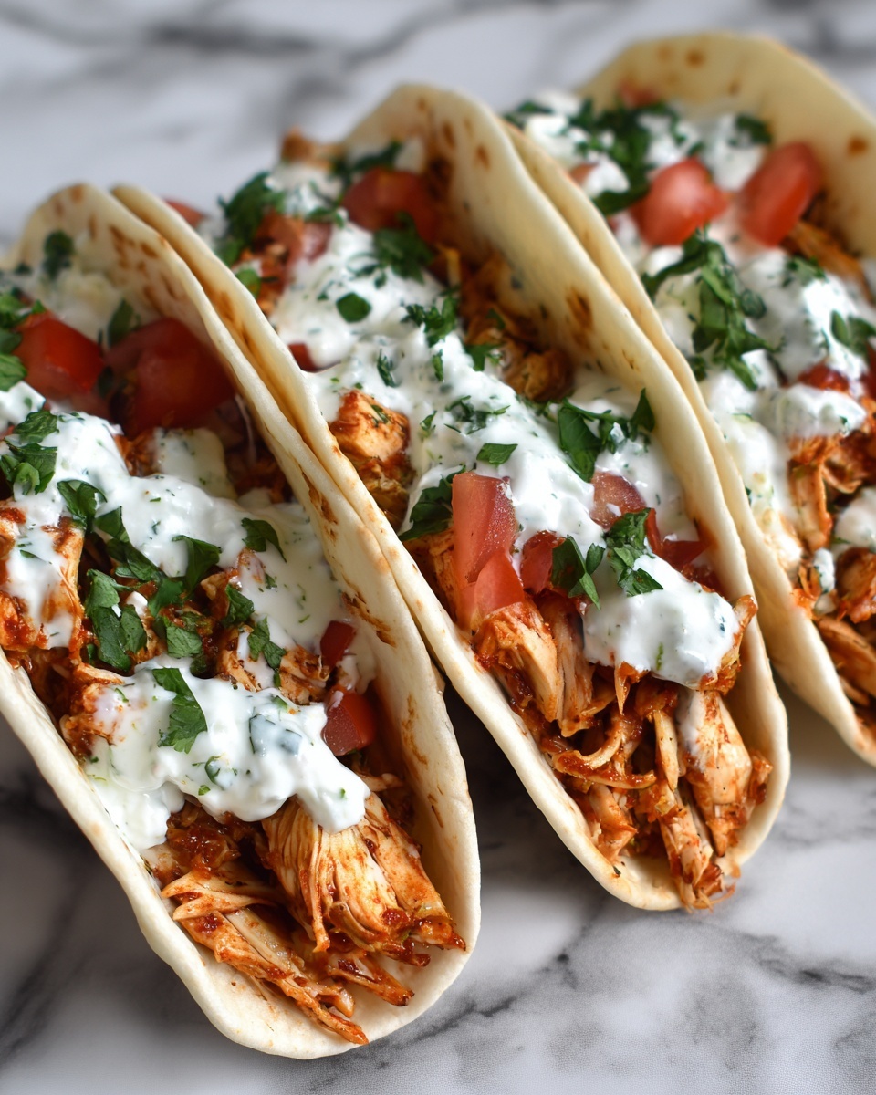 Shredded Chicken Tacos with Creamy Chimichurri Sauce Recipe - Recipe Image