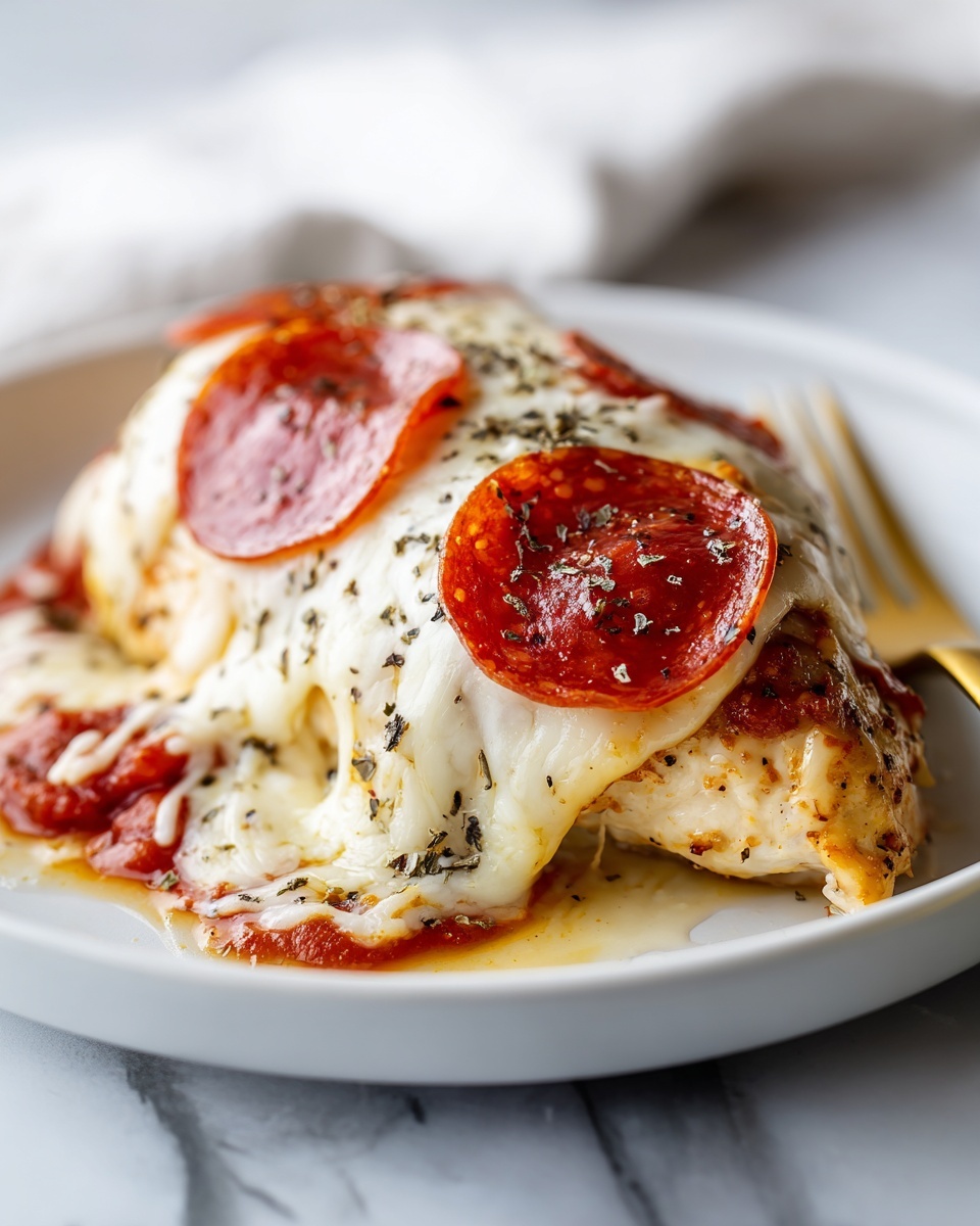 Pepperoni Pizza Stuffed Chicken Bake Recipe - Recipe Image