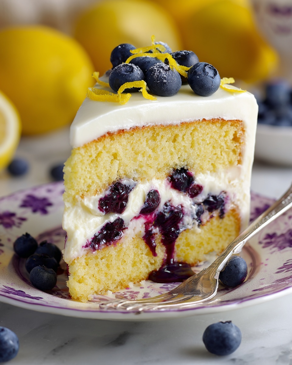 No-Bake Lemon Dazzling Blueberry Cream Cake Recipe - Recipe Image
