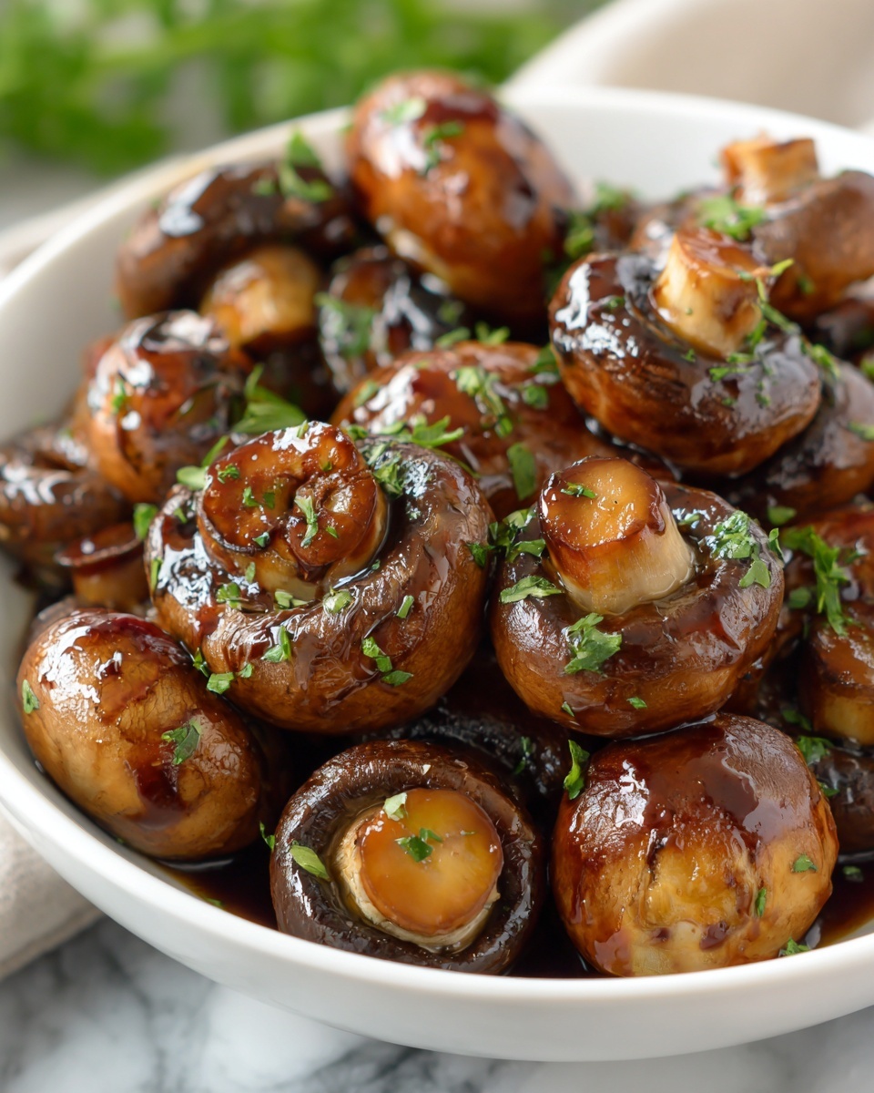 Balsamic Soy Roasted Garlic Mushrooms Recipe - Recipe Image