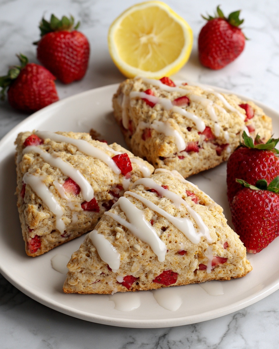 Strawberry Lemon Scones with Lemon Glaze Recipe - Recipe Image