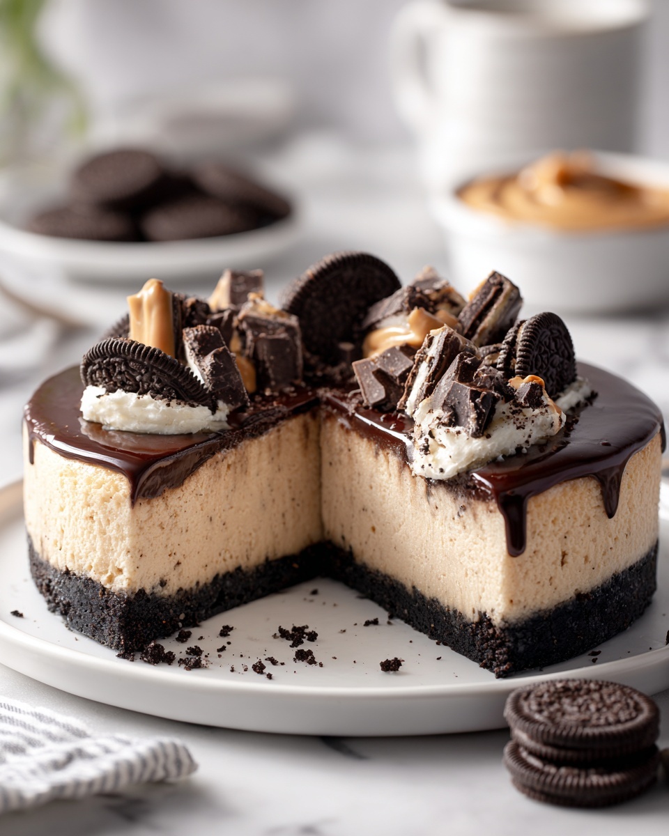 Chocolate Peanut Butter Candy Cheesecake Recipe - Recipe Image