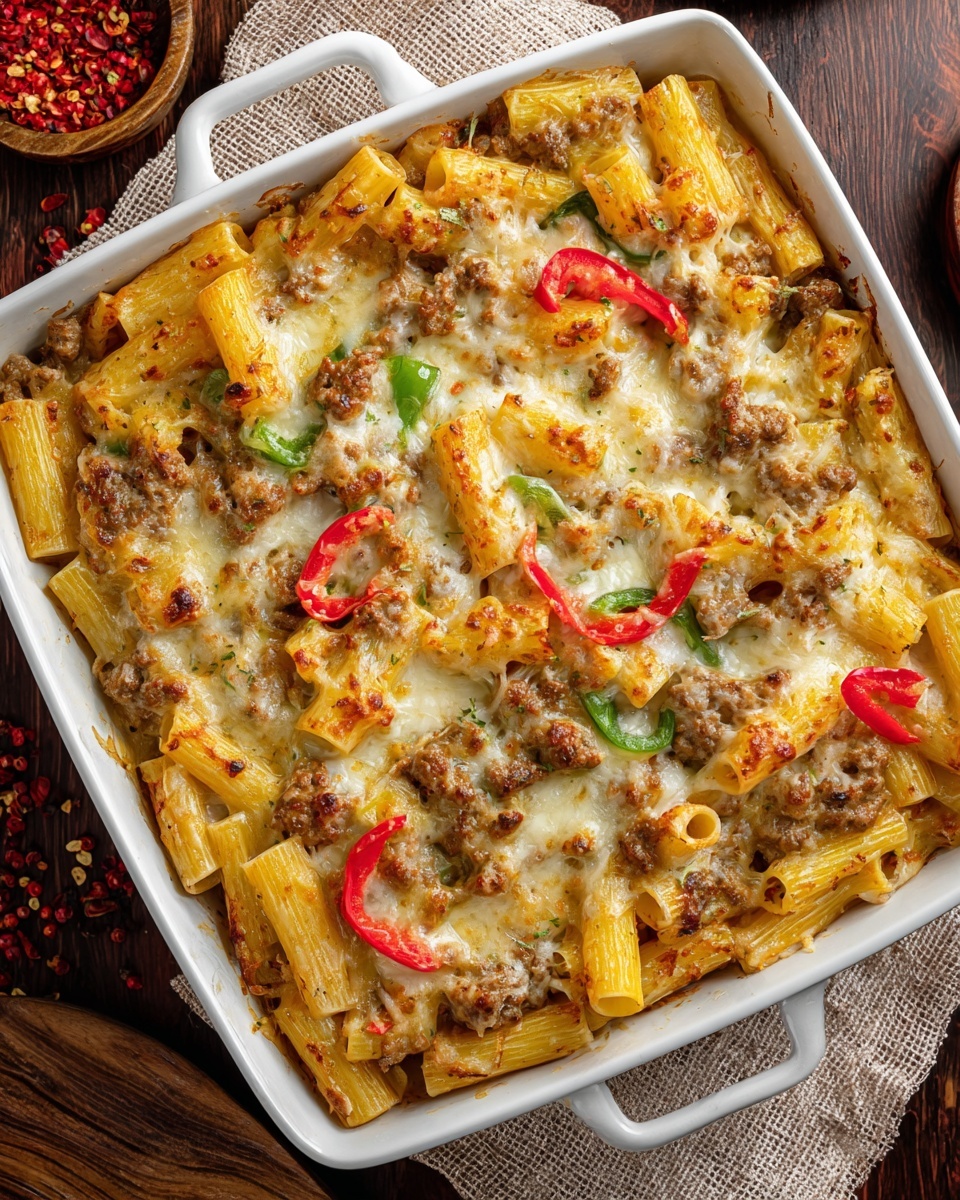 Philly Cheesesteak Pasta Recipe - Recipe Image
